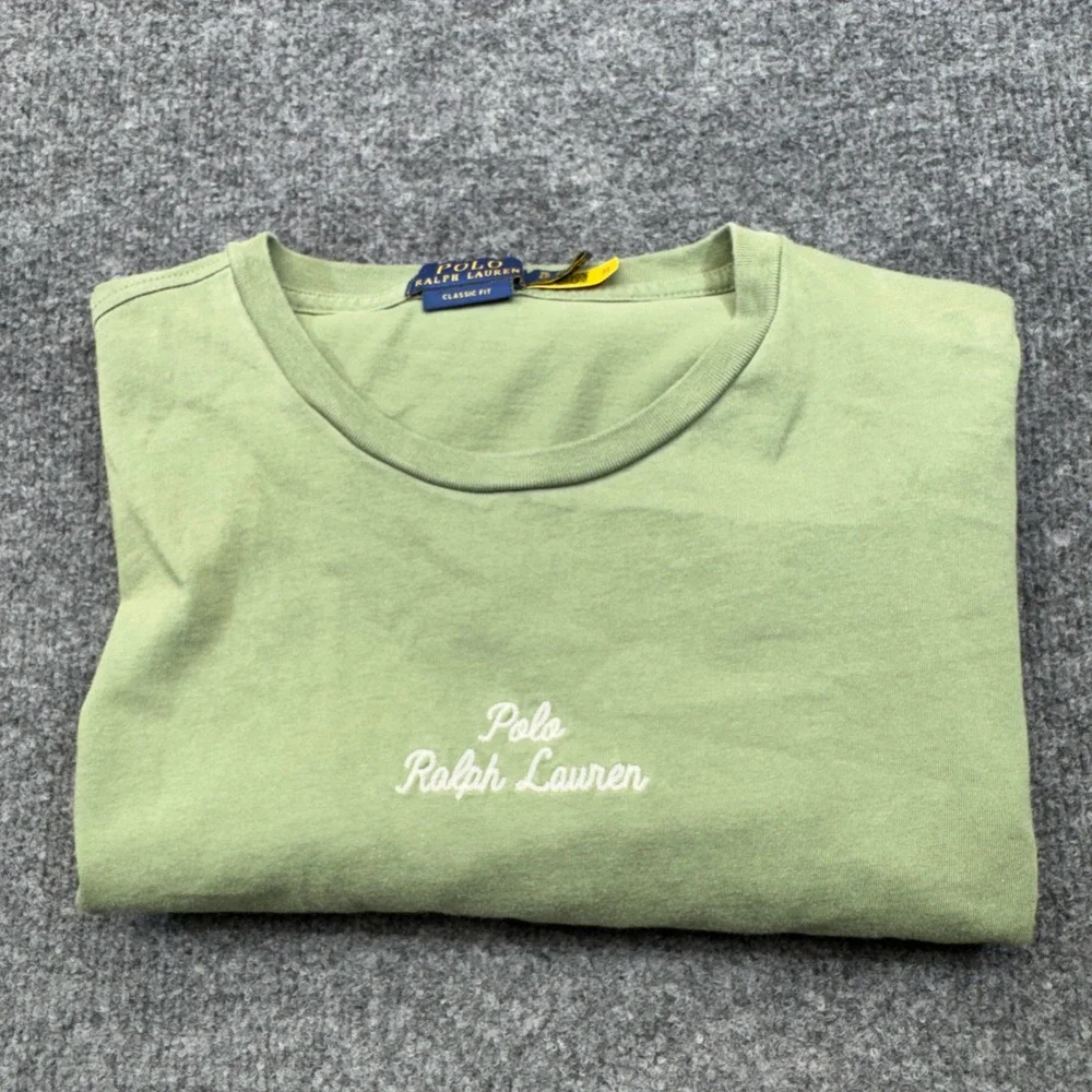 Polo Ralph Lauren Shirt Mens XL Green Script Logo Short Sleeve Pony Preppy